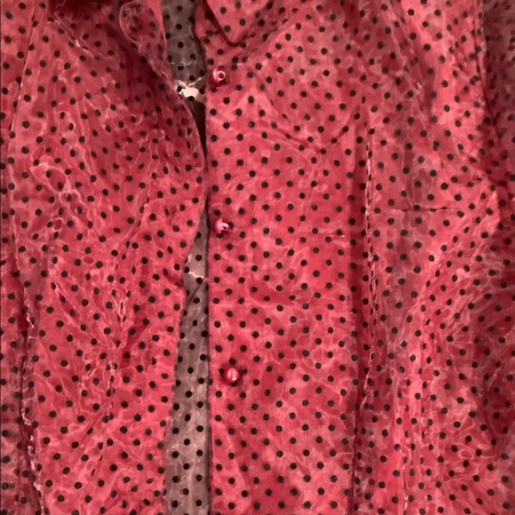 Sheer Polka Dot Button-Up - Picture 6 of 8